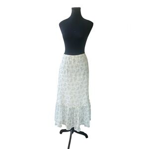 Cute  White Floral Midi Skirt GUC L